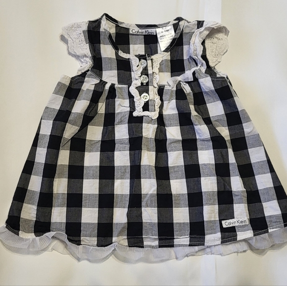 Calvin Klein Other - Calvin Klein Baby Girls Plaid Lace Casual Dress Size 6-9M